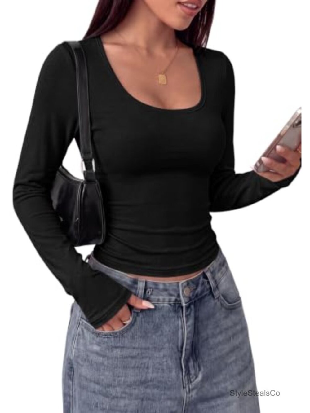 Women's Viscose Long Sleeve Scoop Neck Fitted T-Shirt